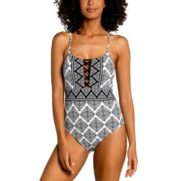 La Blanca Other - NWT La Blanca Oasis Tile Strappy Back One Piece  Black
